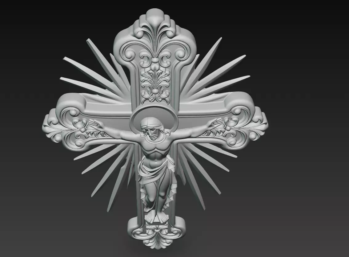 Radiant Christ Cross Relief - Sacred Resurrection 3D Model 3D print model_10