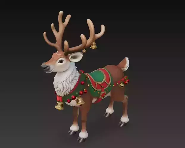 Elegant Christmas Reindeer - Festive Holiday Sculpture 3D Model