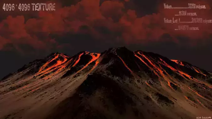 Volcano volcanoes in sky hd wallpaper Low-poly 3D model