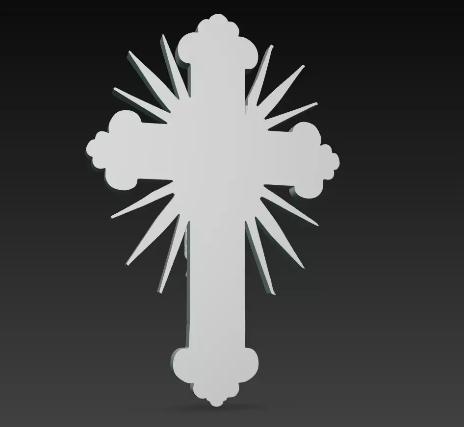 Divine Jesus Crucifix - Ornamental Holy Cross Relief 3D Model 3D print model_5