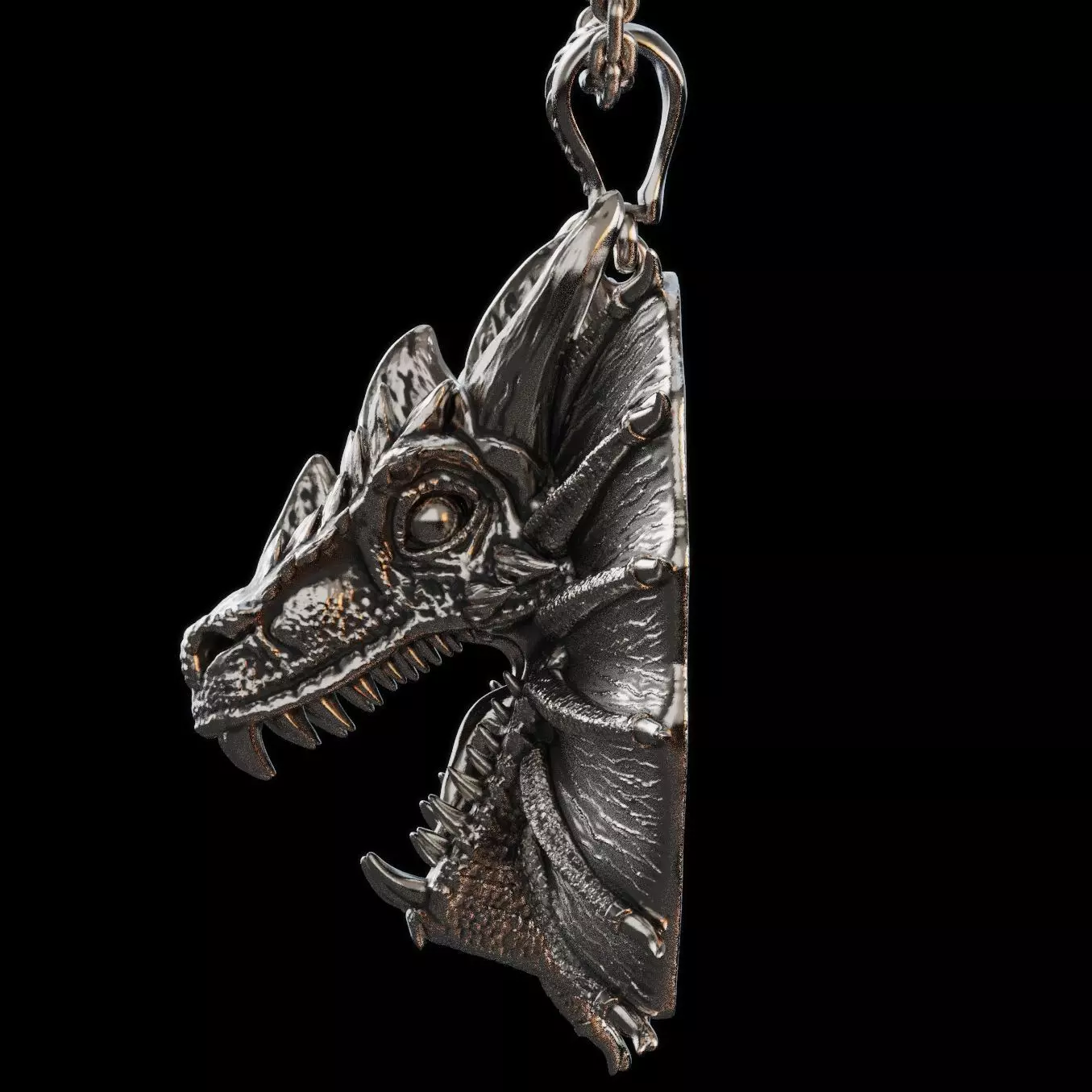 Dragon Head Pendant 3D print model_7