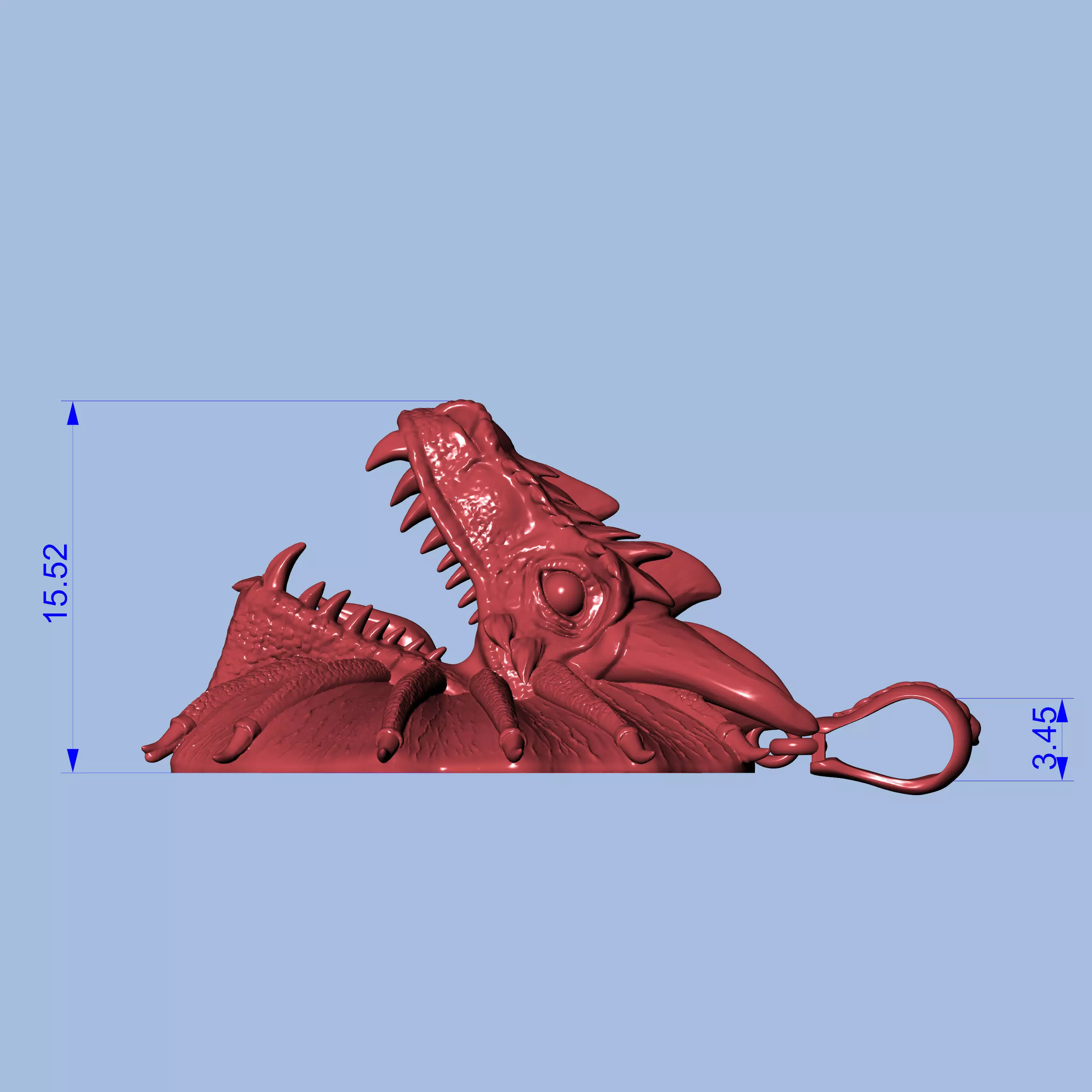 Dragon Head Pendant 3D print model_16