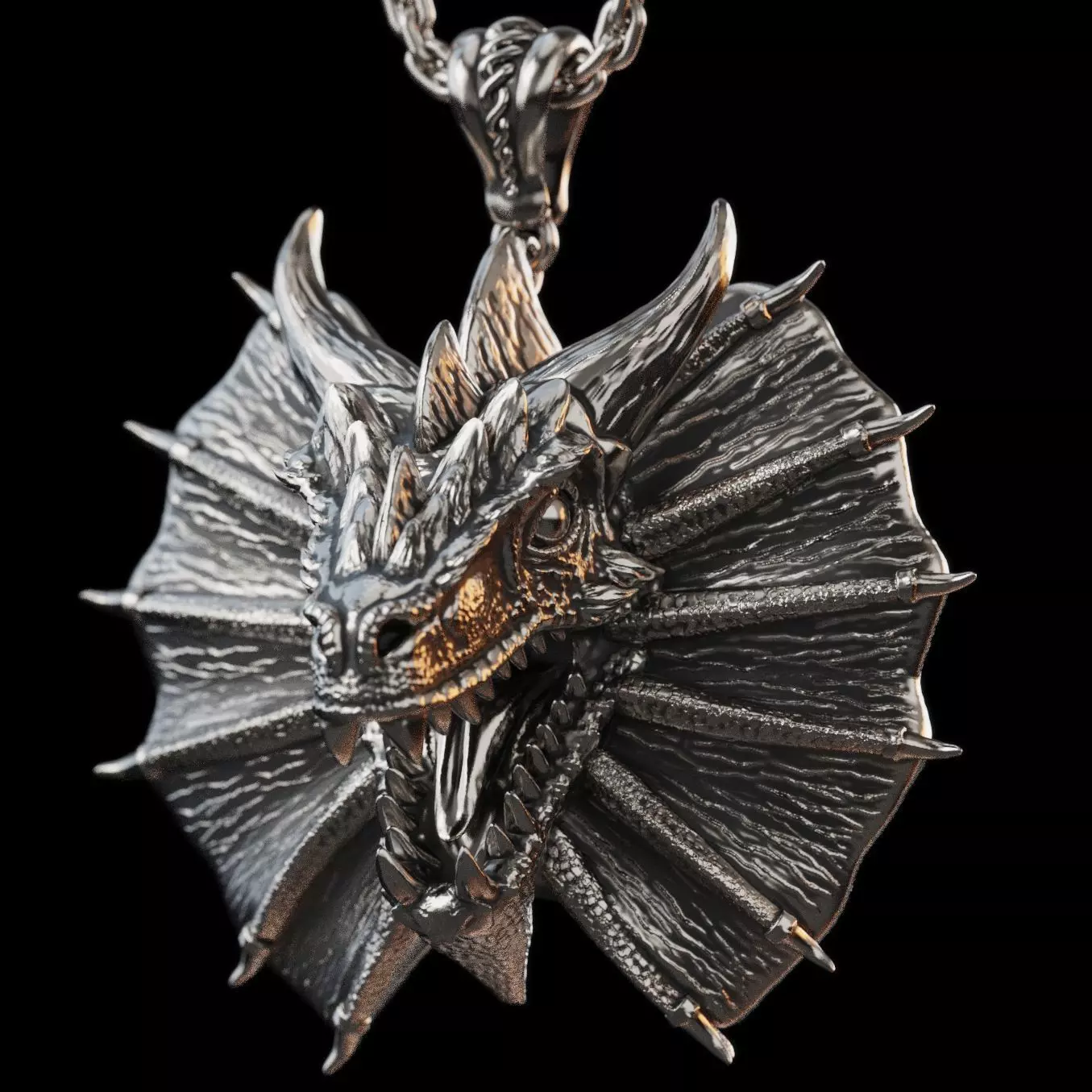 Dragon Head Pendant 3D print model_11