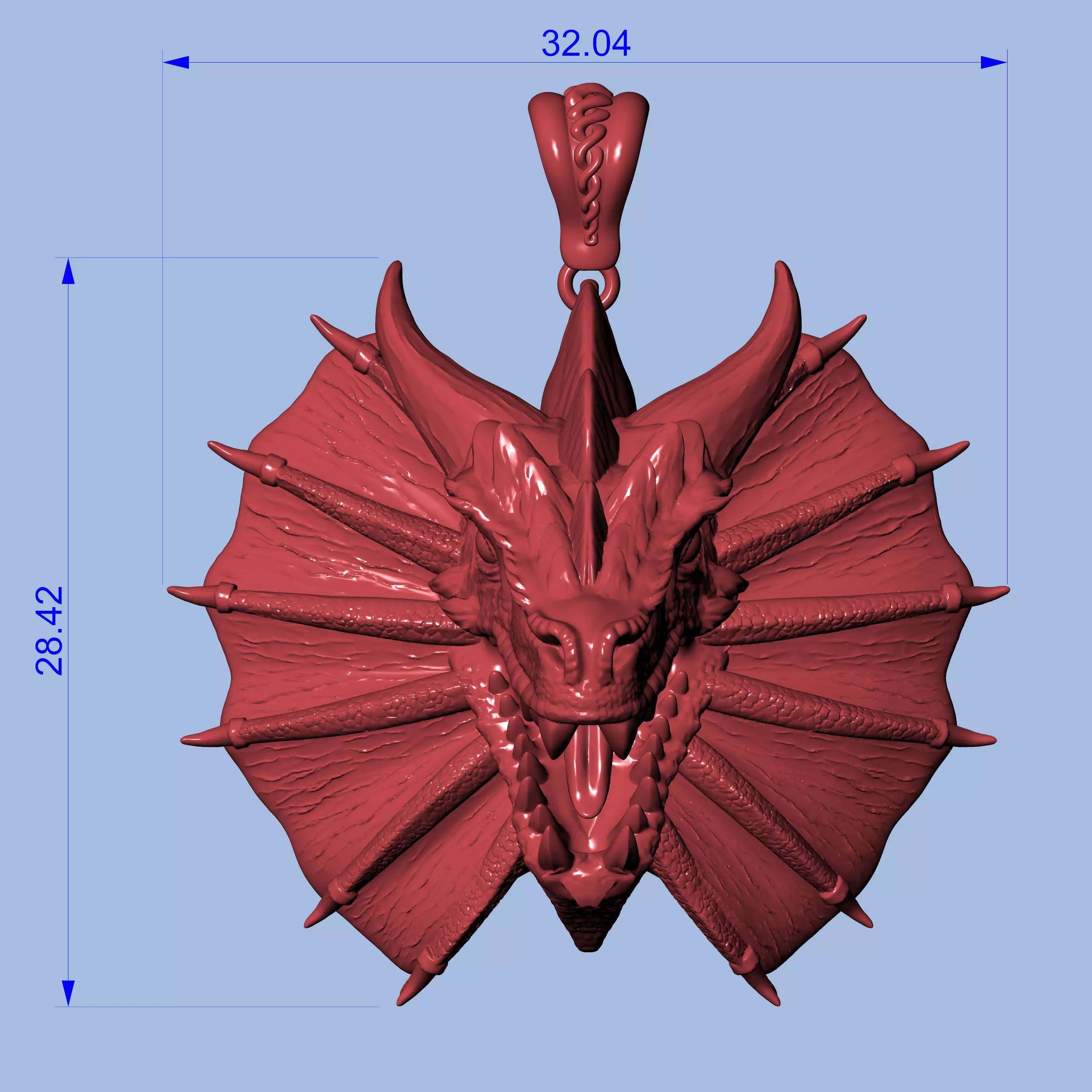 Dragon Head Pendant 3D print model_17