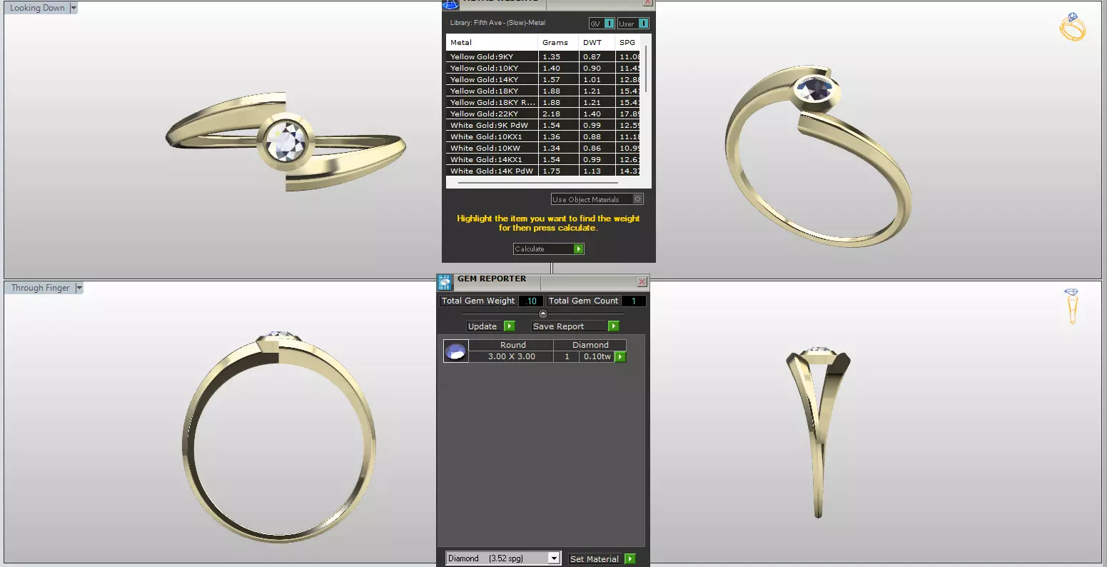Modern Bypass Ring with Round Stone Item 29 3D print model_2