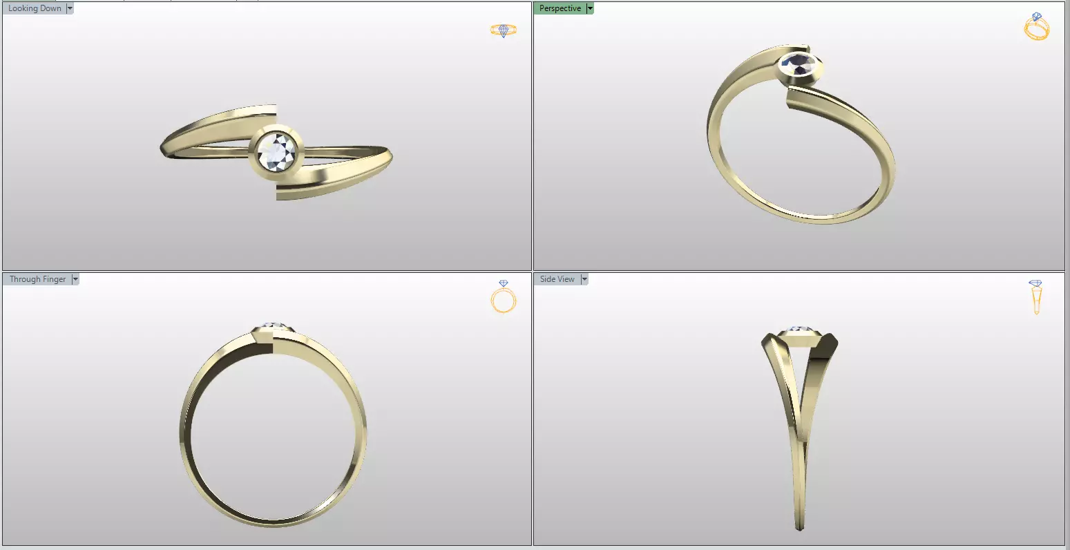 Modern Bypass Ring with Round Stone Item 29 3D print model_3