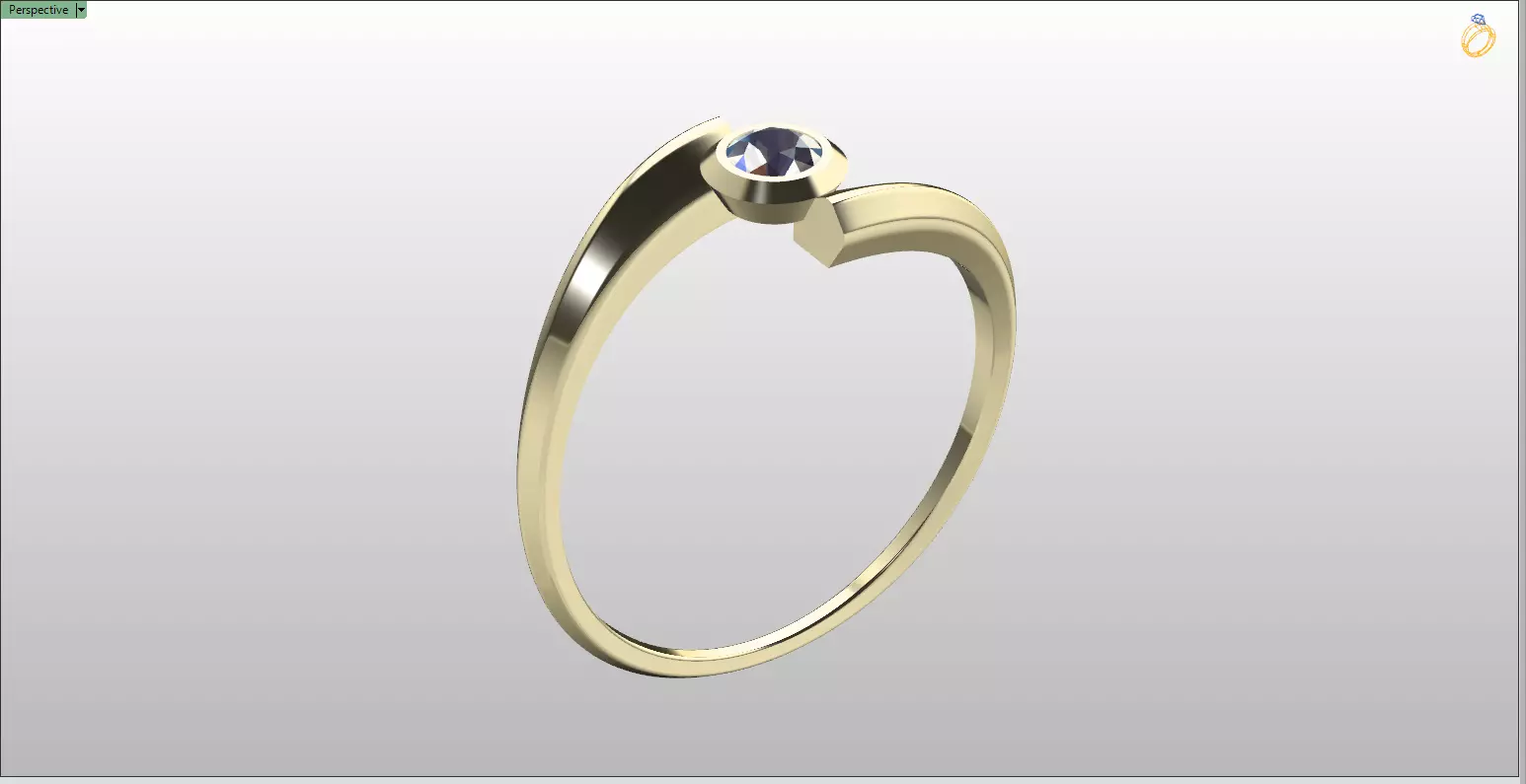 Modern Bypass Ring with Round Stone Item 29 3D print model_0