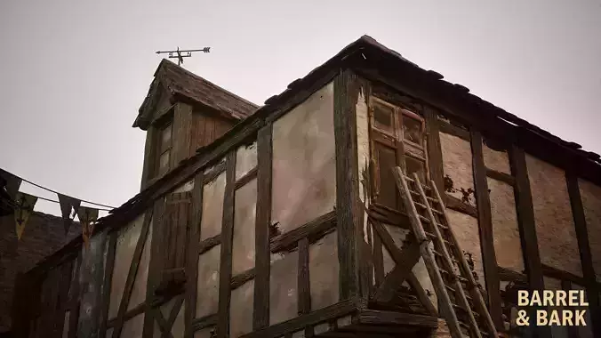 Medieval French Town Environment Low-poly 3D model 5