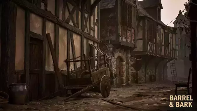 Medieval French Town Environment Low-poly 3D model 7