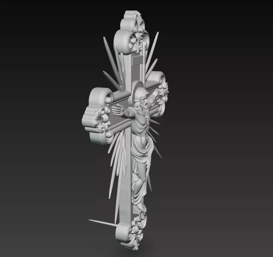 Holy Crucifix with Christ Figure - Sacred Wall Cross Relief 3D 3D print model_9