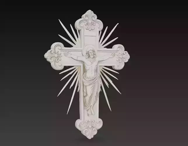 Holy Crucifix with Christ Figure - Sacred Wall Cross Relief 3D 3D print model