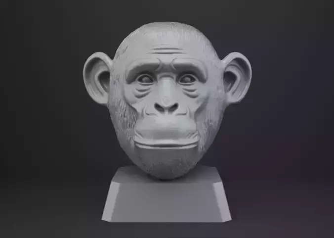Chimpanzee Bust - Animal Figurine