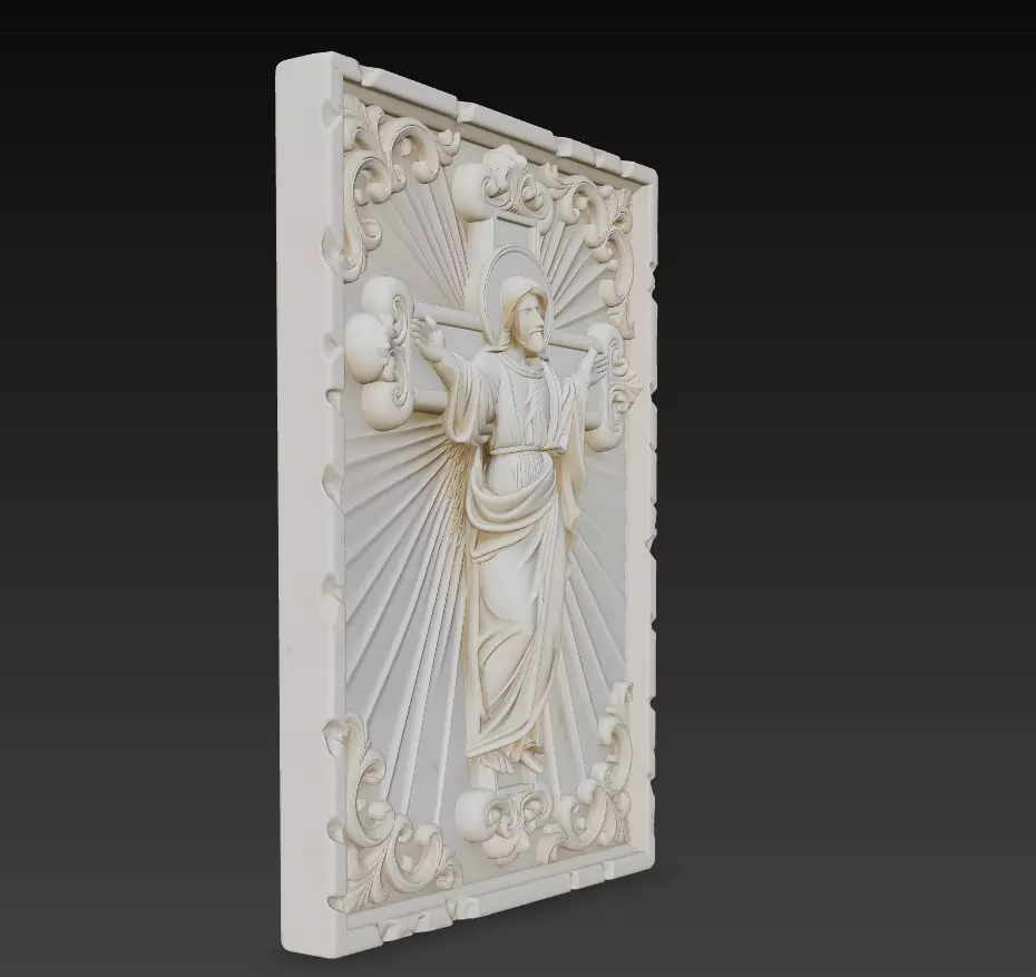 Sacred Christ Relief - Holy Resurrection Icon Panel 3D Model 3D print model_2