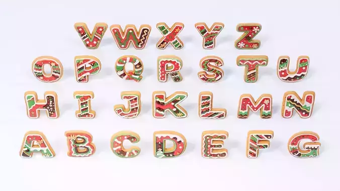 Christmas style gingerbread letter