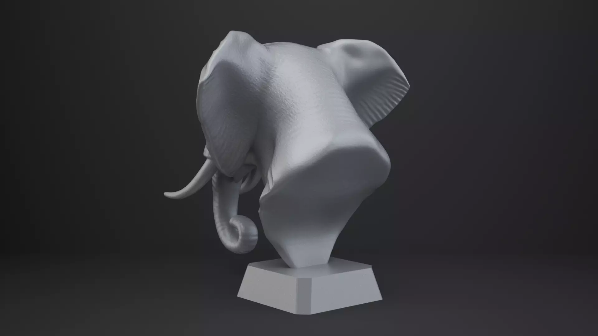 Elephant Bust - Animal Figurine 3D print model_4