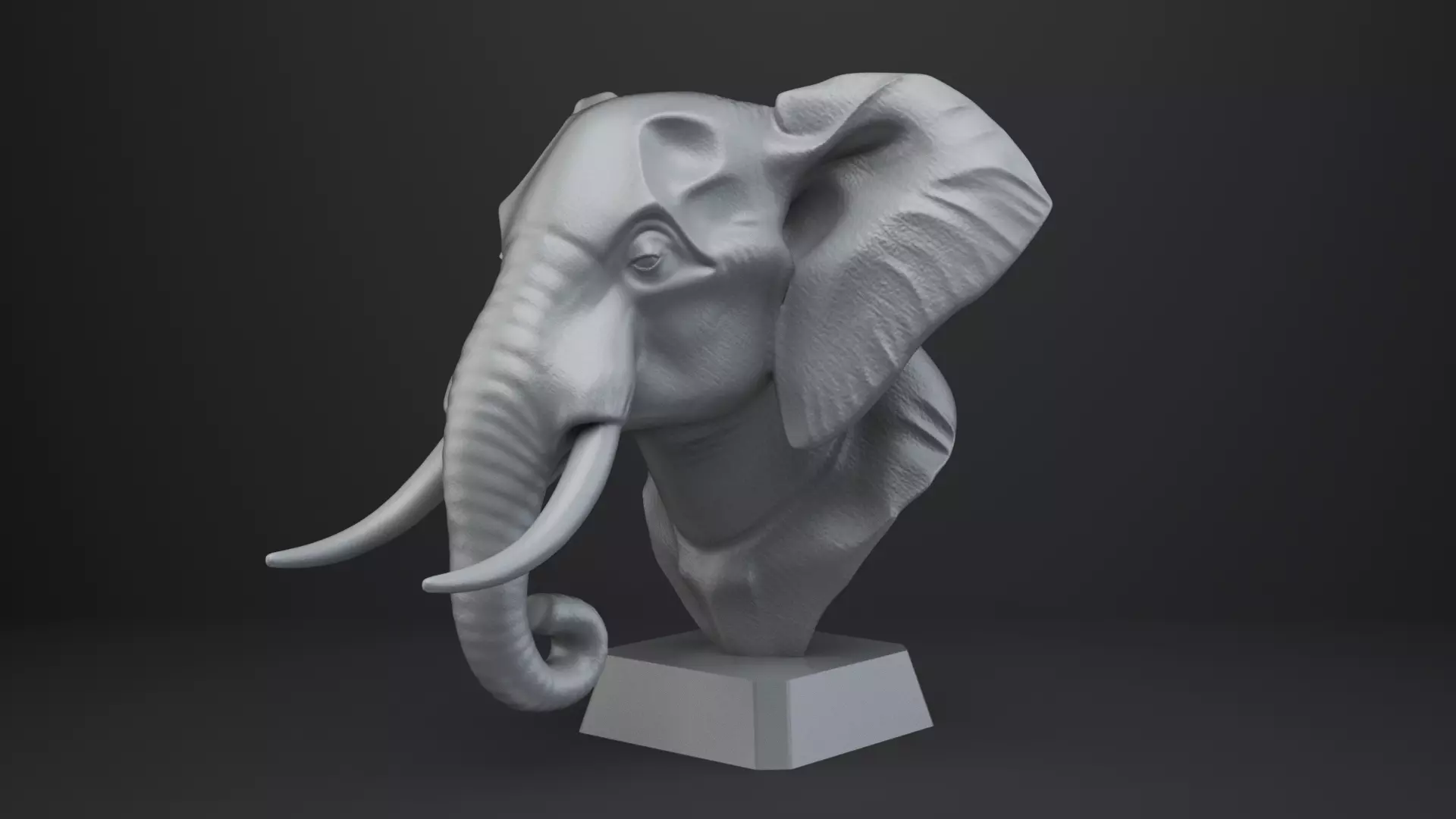 Elephant Bust - Animal Figurine 3D print model_2