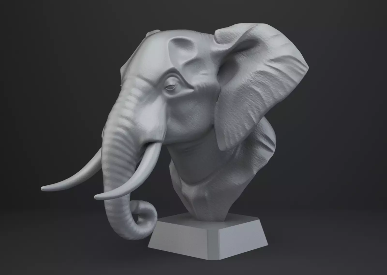 Elephant Bust - Animal Figurine 3D print model_0