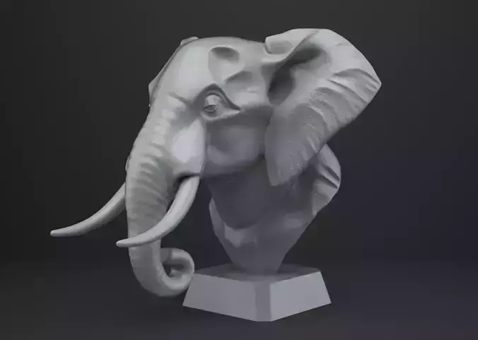 Elephant Bust - Animal Figurine