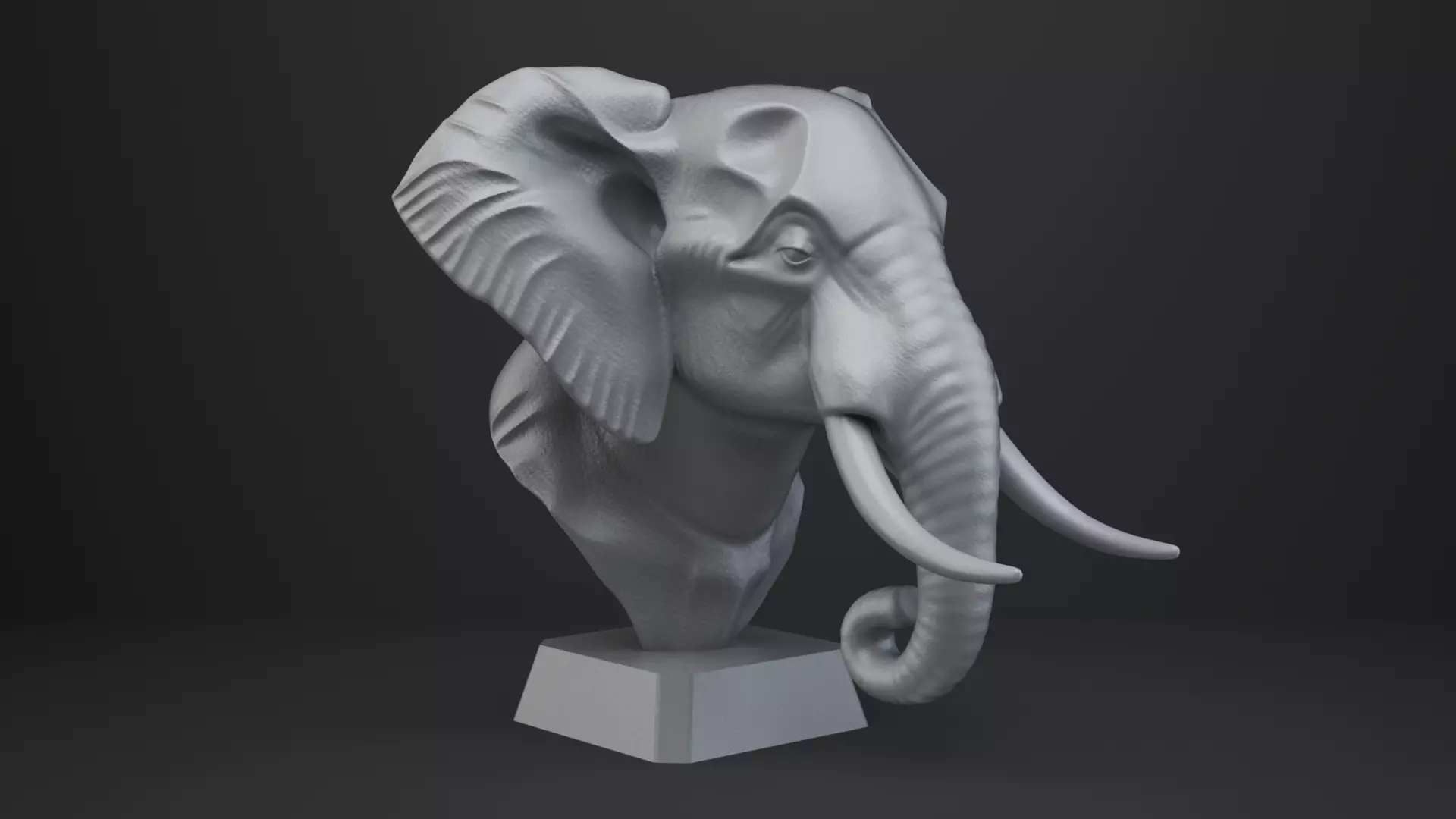 Elephant Bust - Animal Figurine 3D print model_8