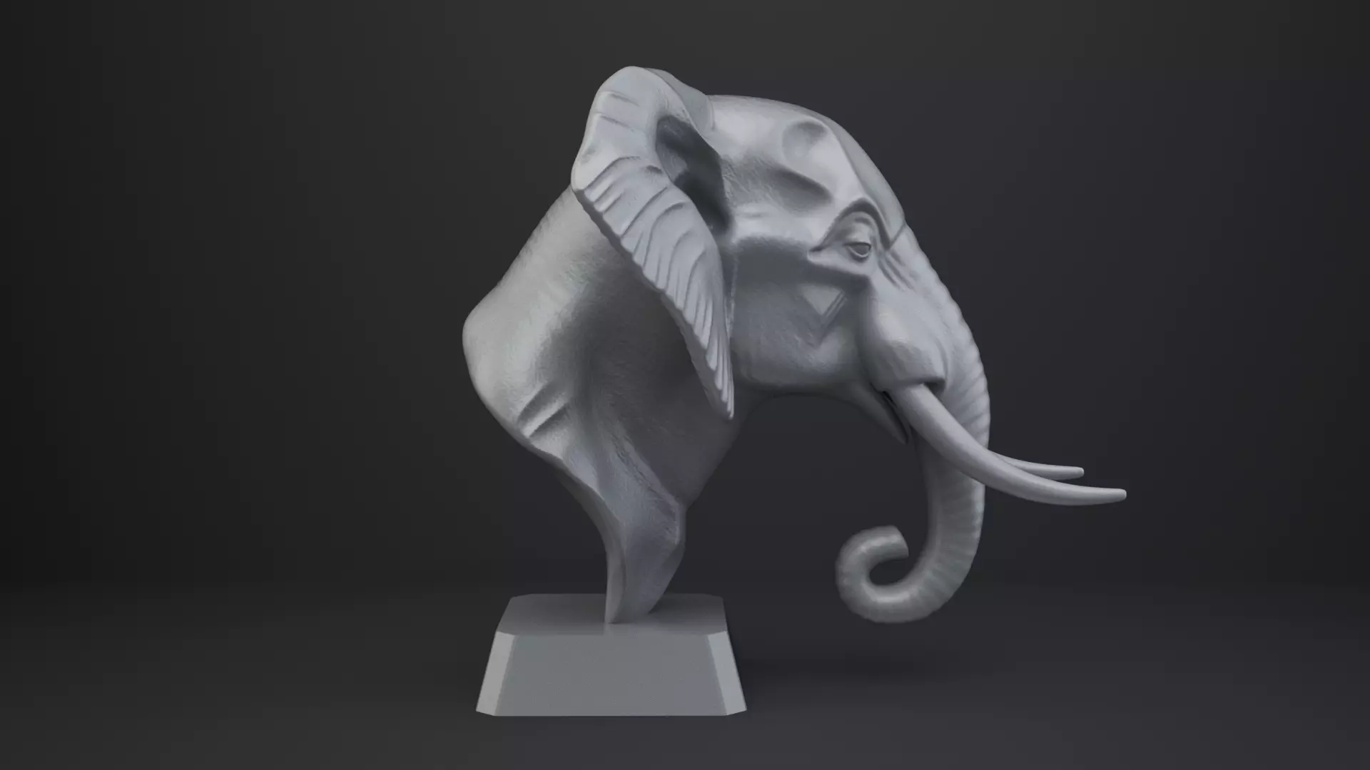 Elephant Bust - Animal Figurine 3D print model_7