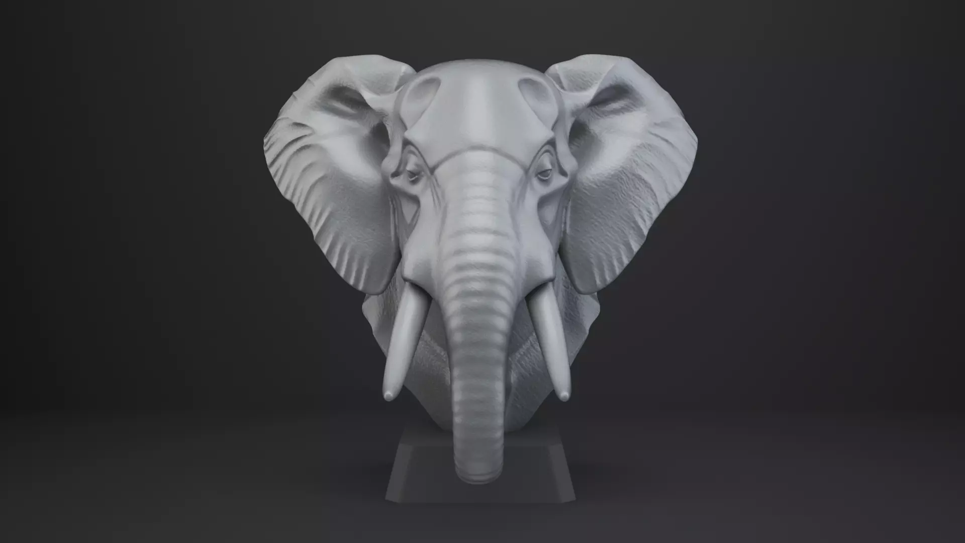 Elephant Bust - Animal Figurine 3D print model_9