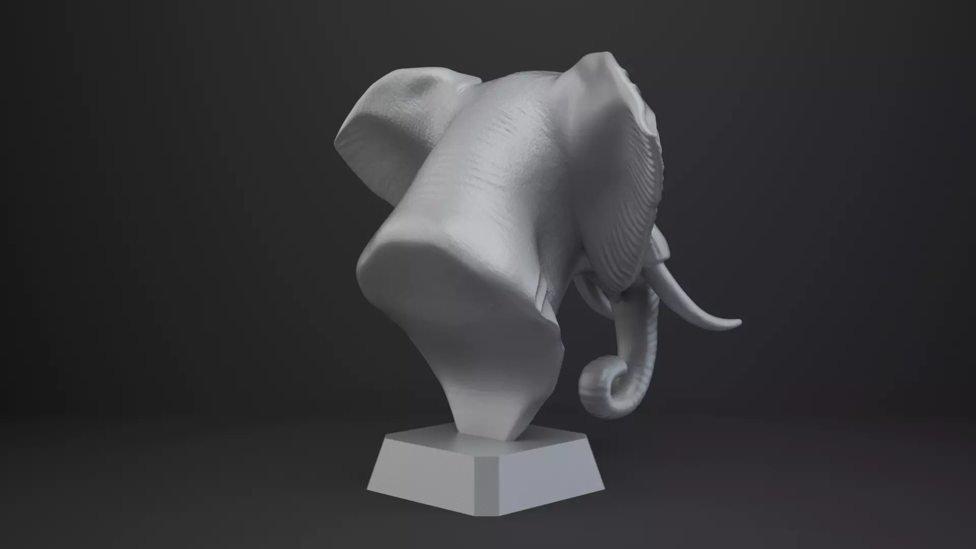 Elephant Bust - Animal Figurine 3D print model_6