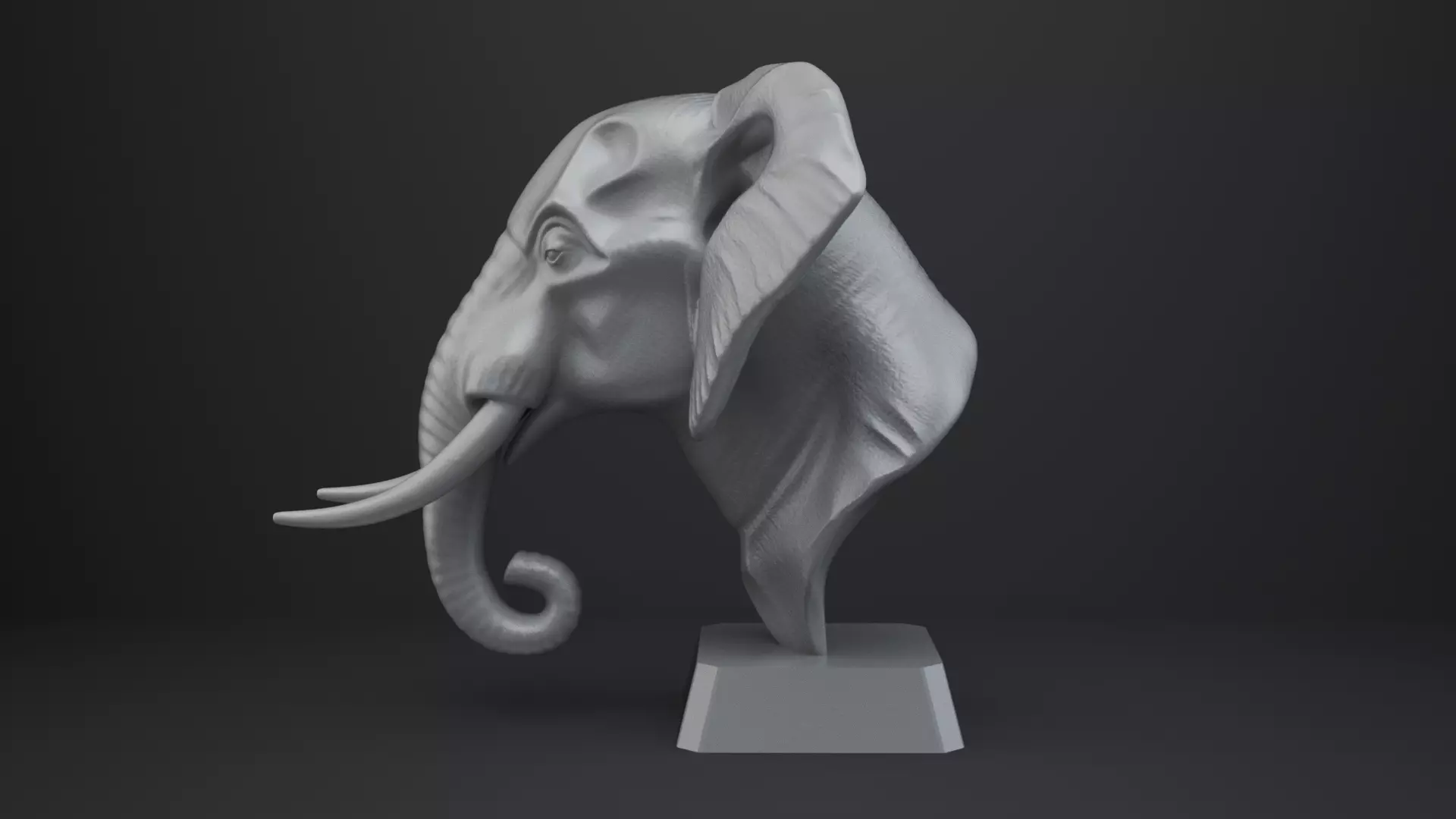 Elephant Bust - Animal Figurine 3D print model_3