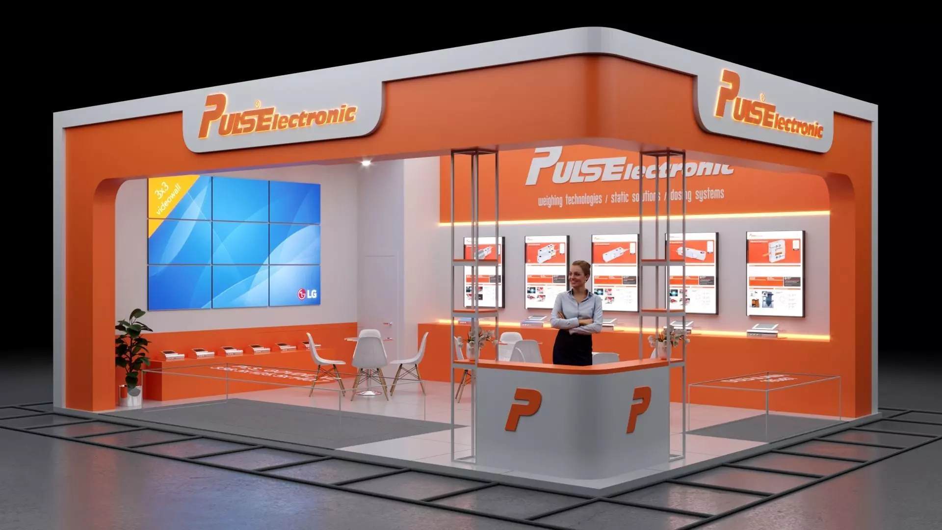 7-Modern Exhibition Booth 8x6m - 3ds Max - Corona Renderer Low-poly 3D model