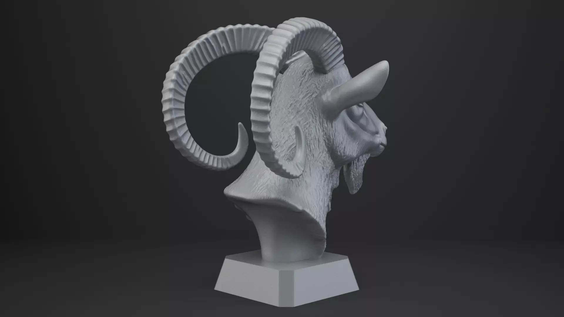 Goat Bust - Animal Figurine 3D print model_6