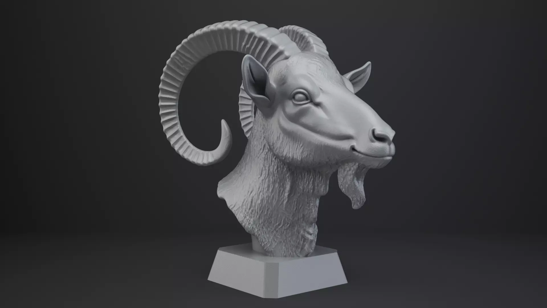 Goat Bust - Animal Figurine 3D print model_8