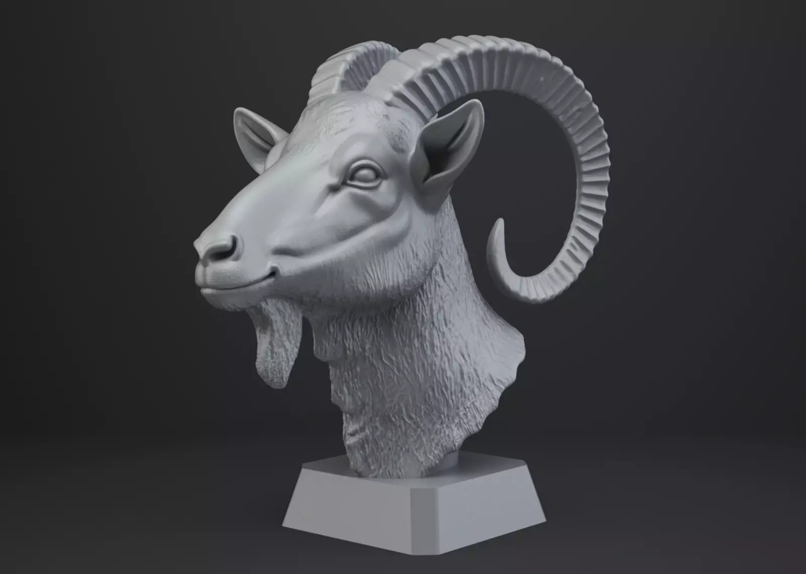 Goat Bust - Animal Figurine 3D print model_0