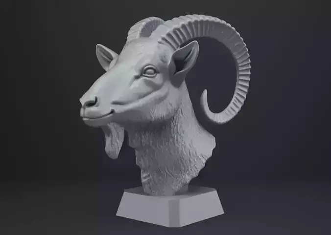 Goat Bust - Animal Figurine
