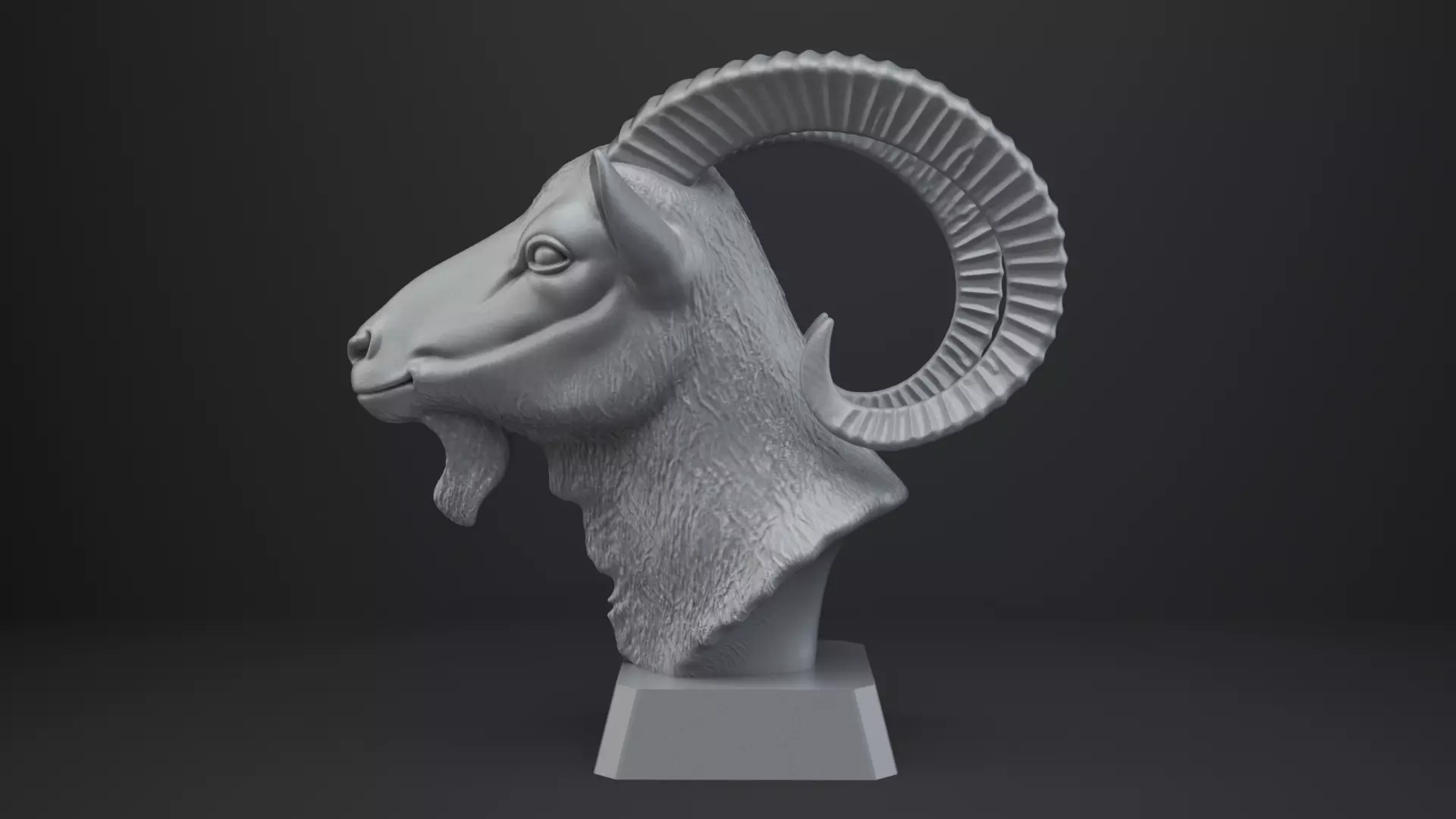 Goat Bust - Animal Figurine 3D print model_3
