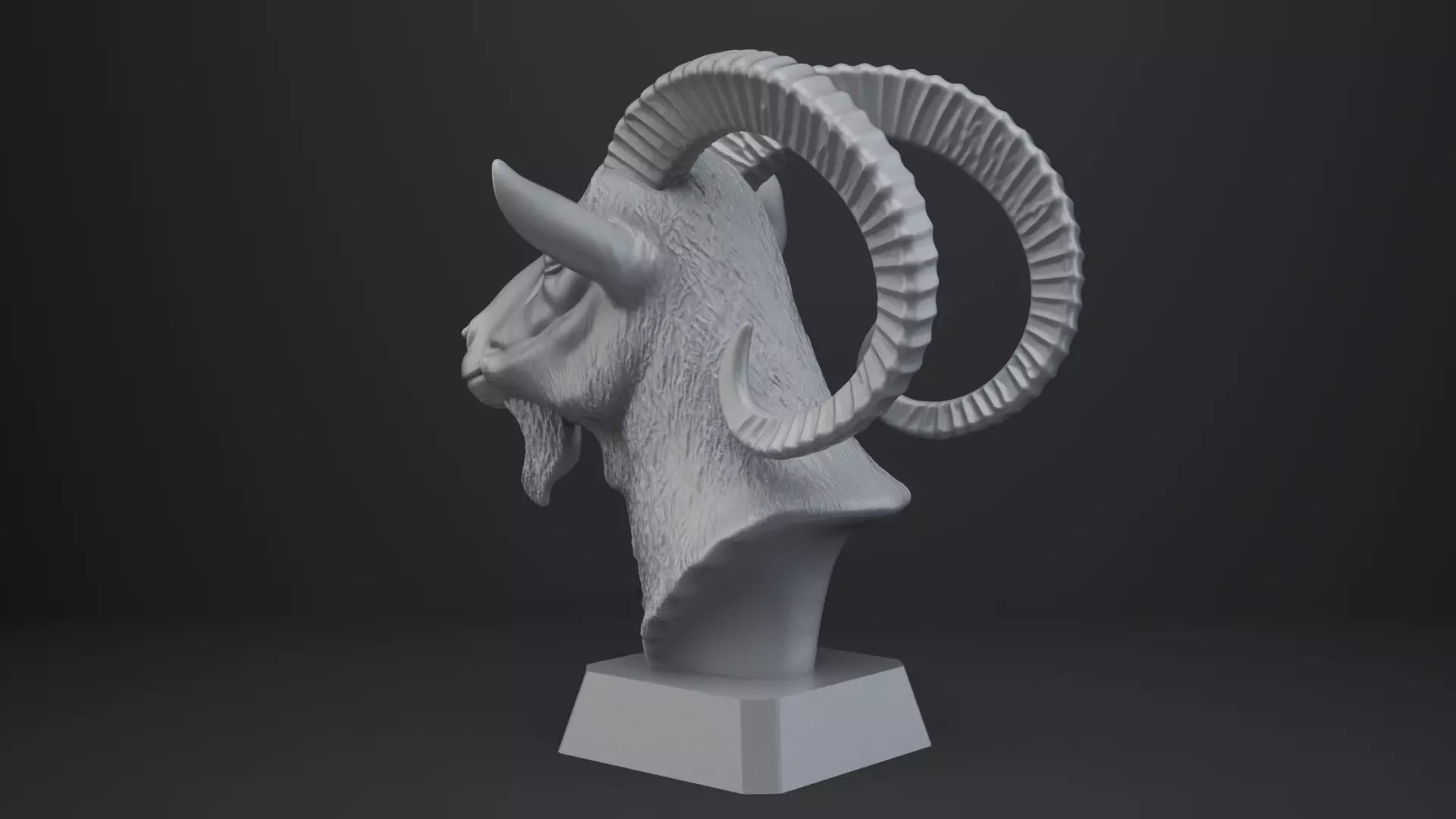 Goat Bust - Animal Figurine 3D print model_4