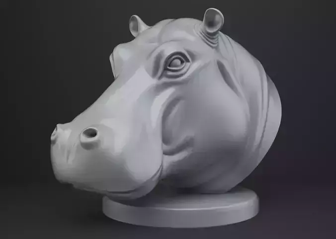 Hippopotamus Bust - Animal Figurine