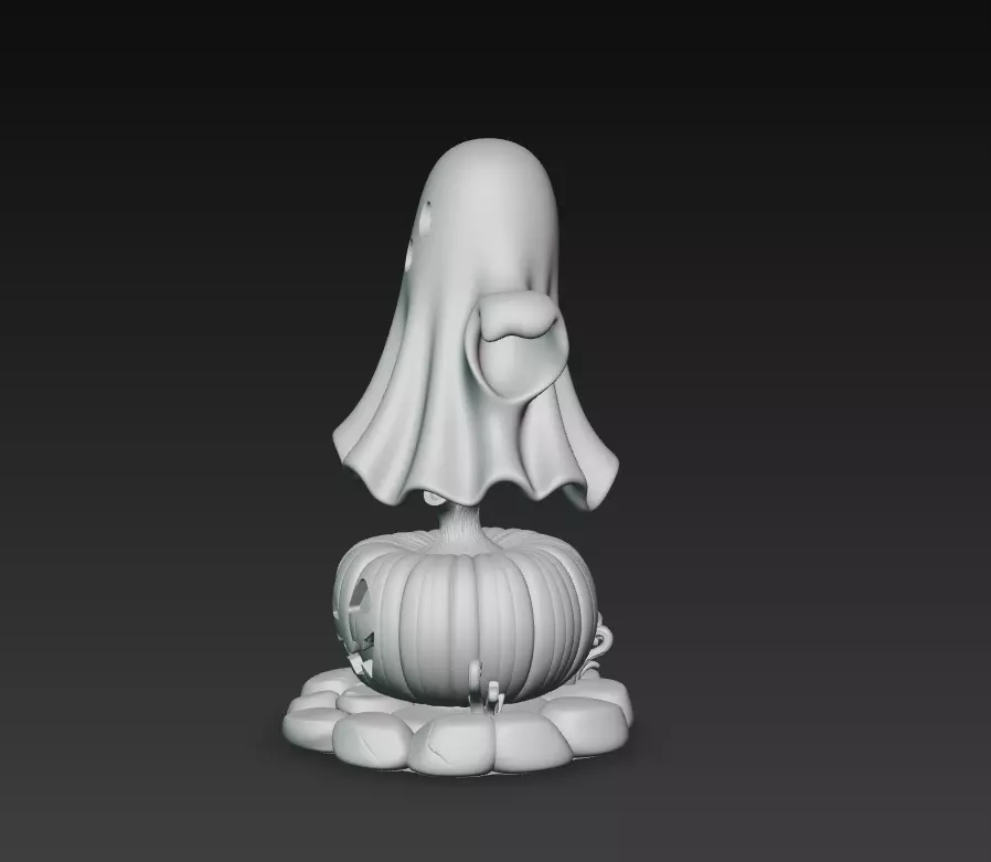 Cute Ghost Pumpkin Lantern - Halloween Decor Sculpture 3D Model 3D print model_8