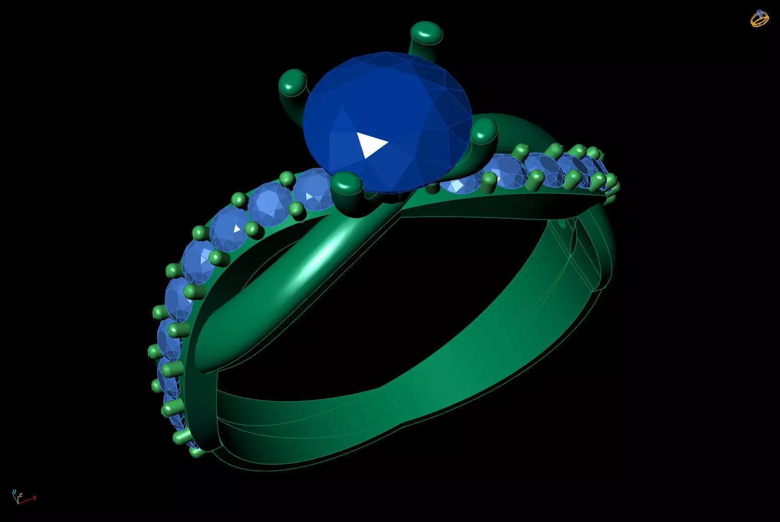 Twist Pave Engagement Solitaire CAD STL for Printing 3D print model_4