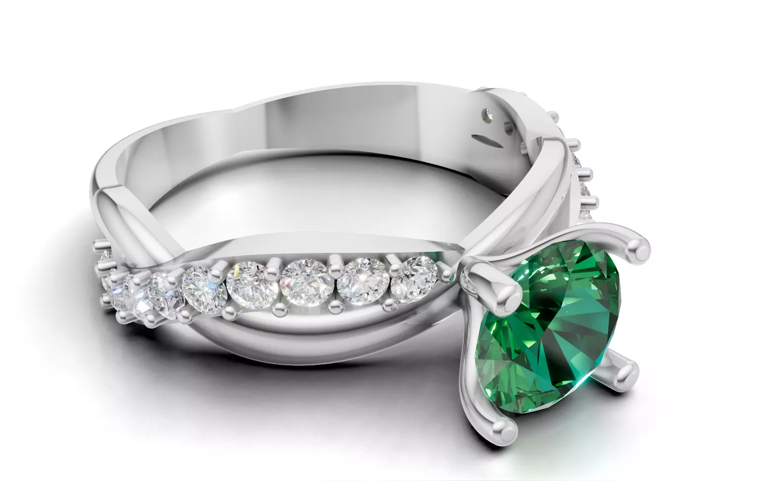 Twist Pave Engagement Solitaire CAD STL for Printing 3D print model_2