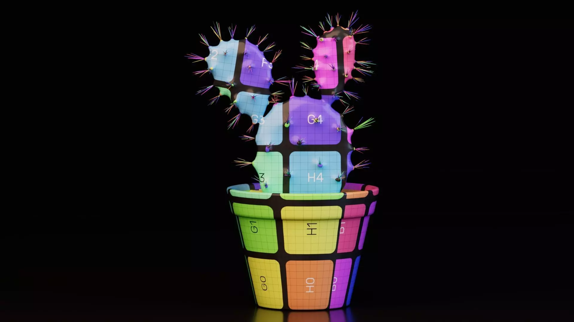 Potted Cactus Plants 3D model_11