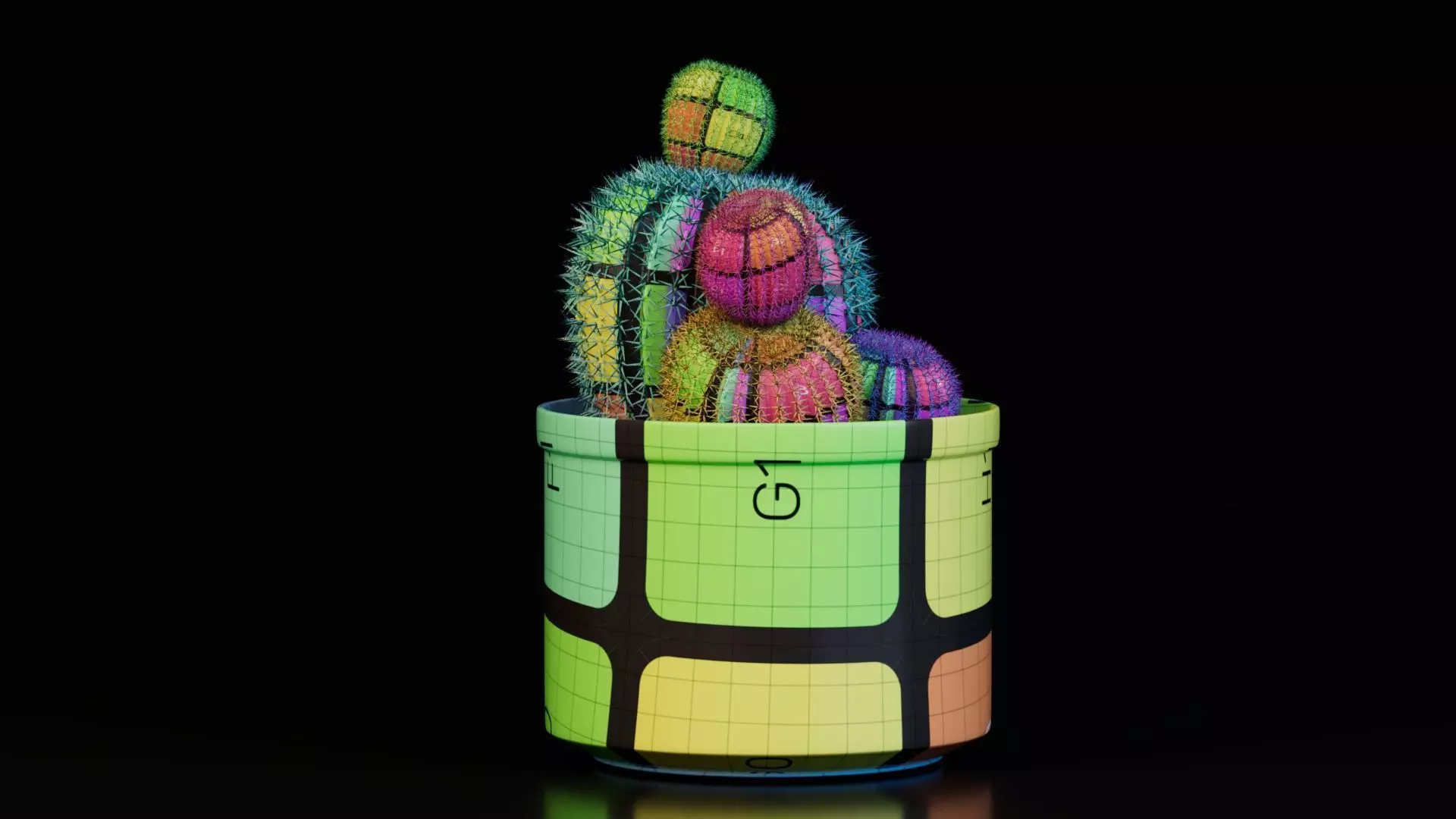 Potted Cactus Plants 3D model_12