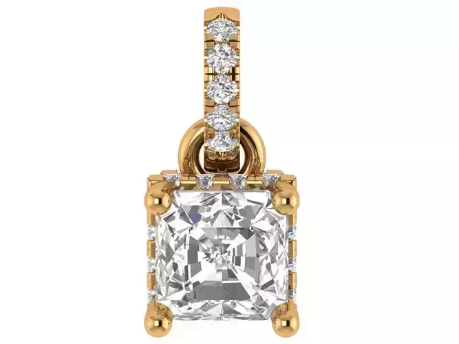 Asscher Diamond Halo Pendant