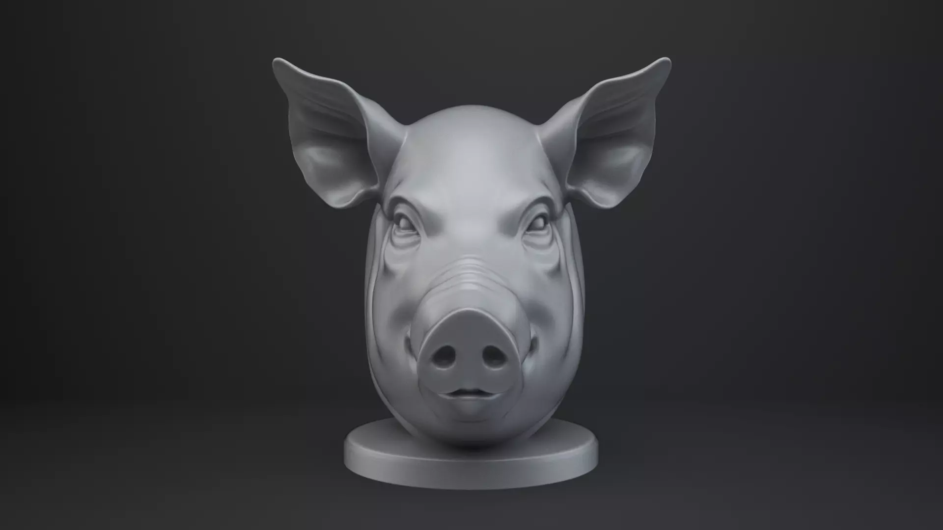 Pig Bust - Animal Figurine 3D print model_1