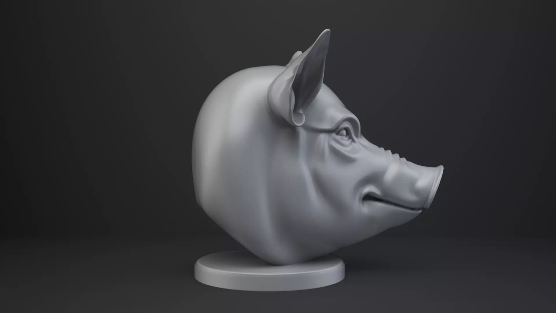 Pig Bust - Animal Figurine 3D print model_7