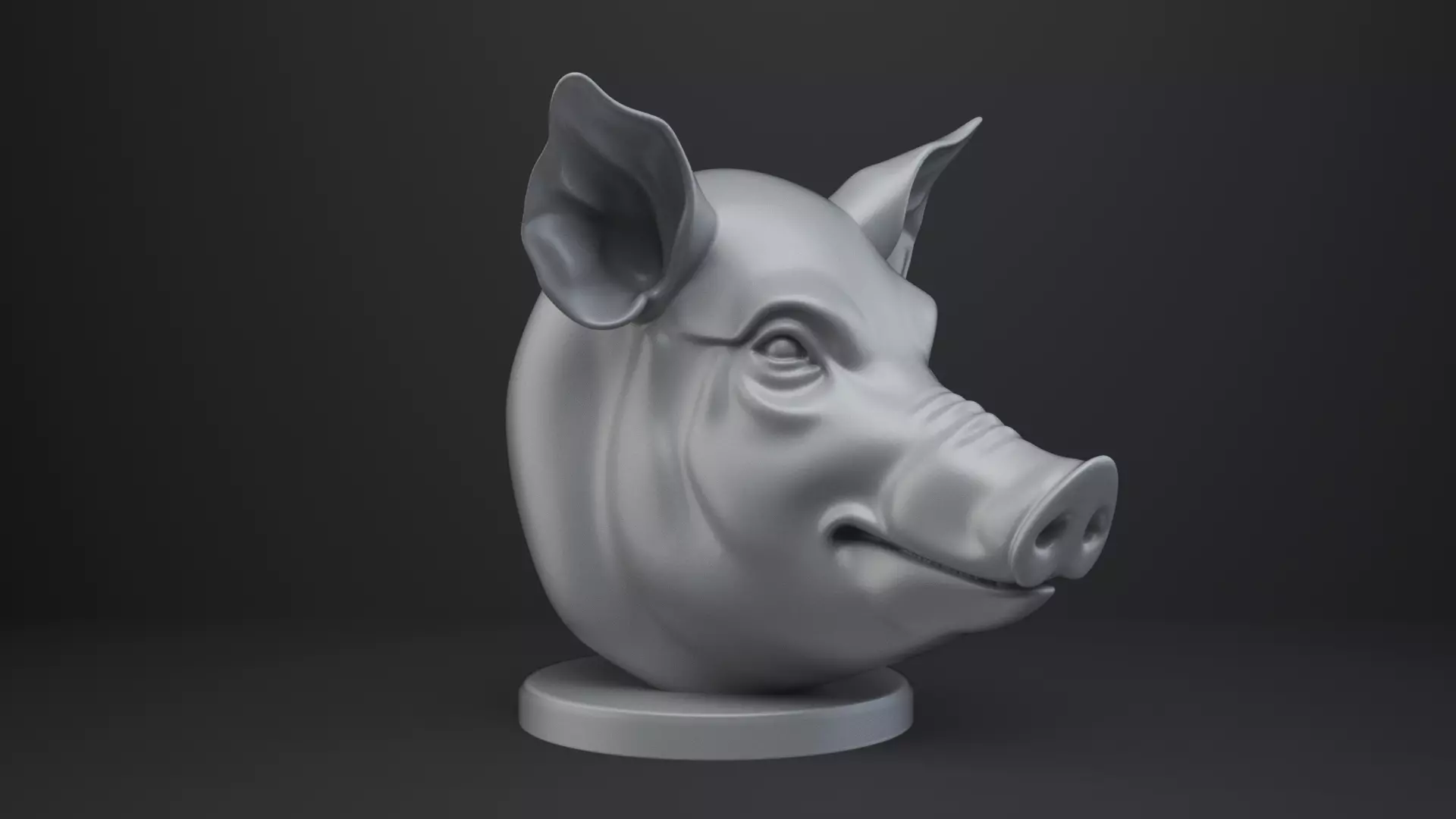 Pig Bust - Animal Figurine 3D print model_8