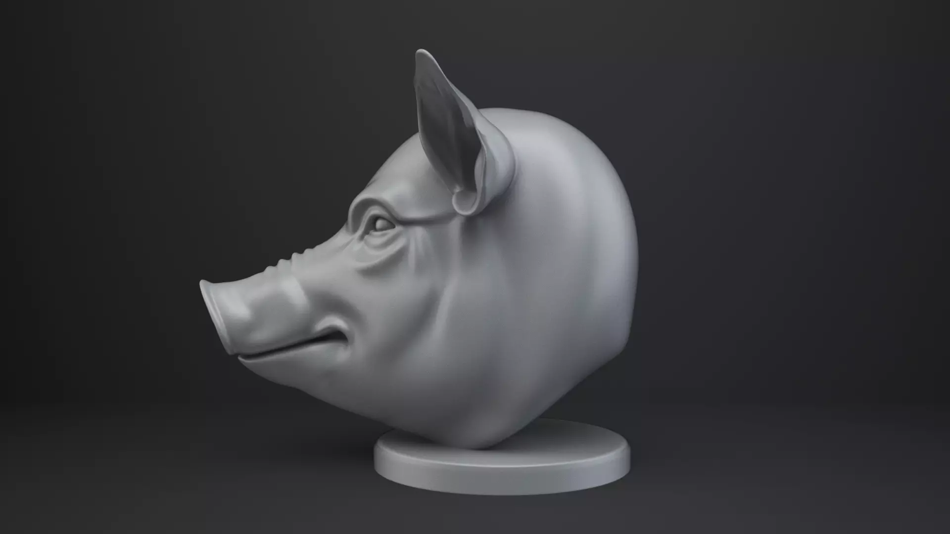 Pig Bust - Animal Figurine 3D print model_3