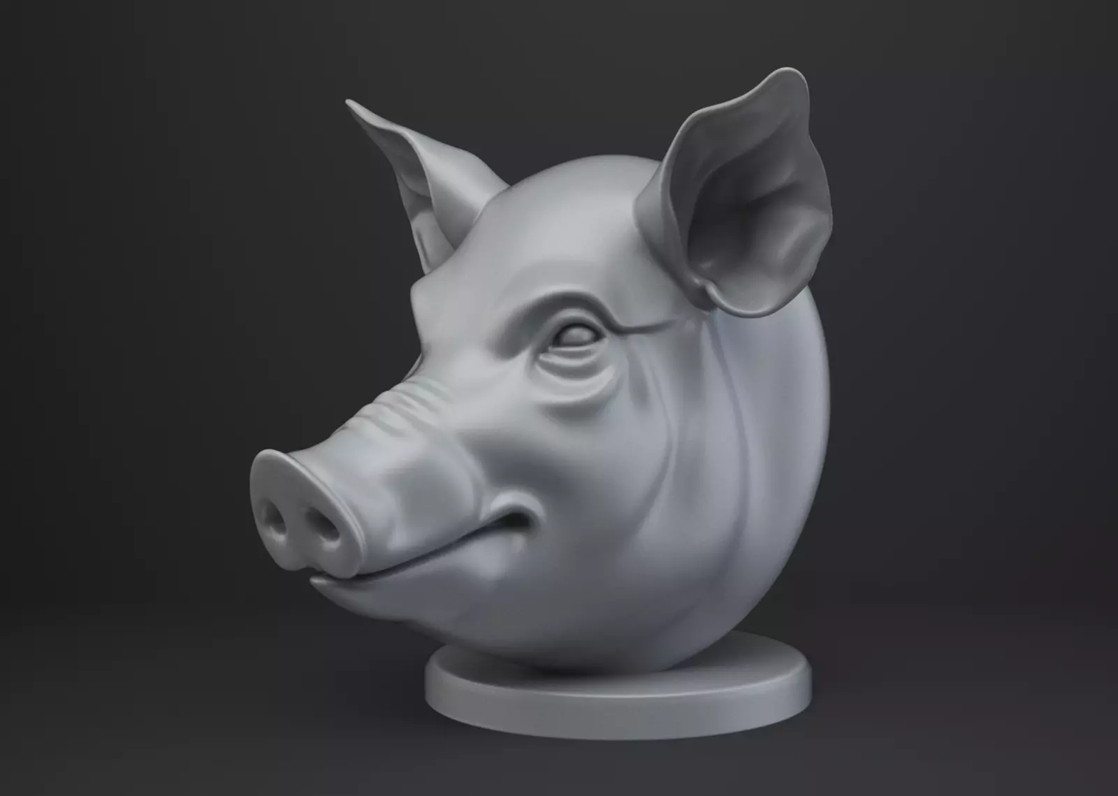 Pig Bust - Animal Figurine 3D print model_0