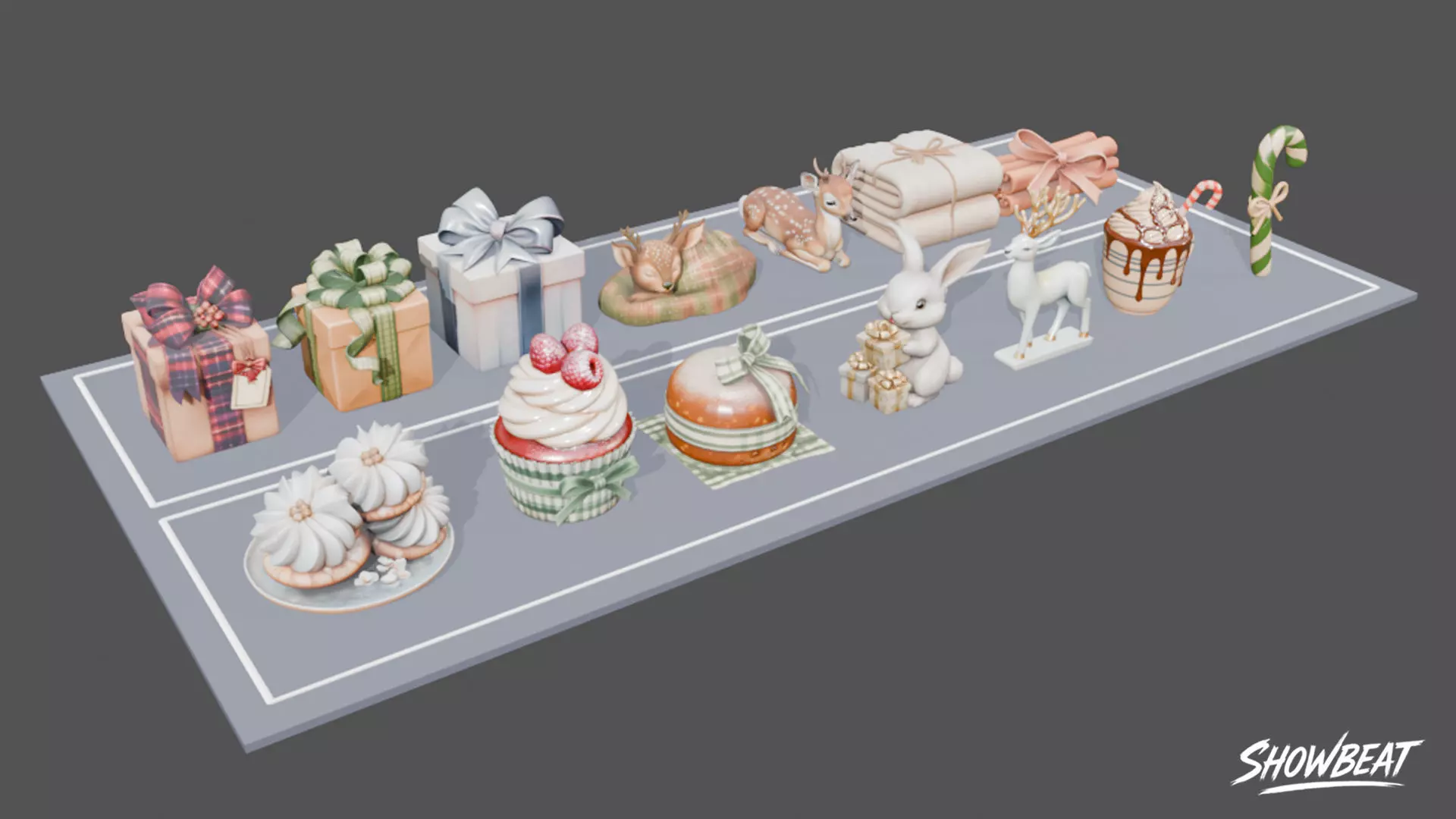 Winter Gift Pack Low-poly 3D model_17