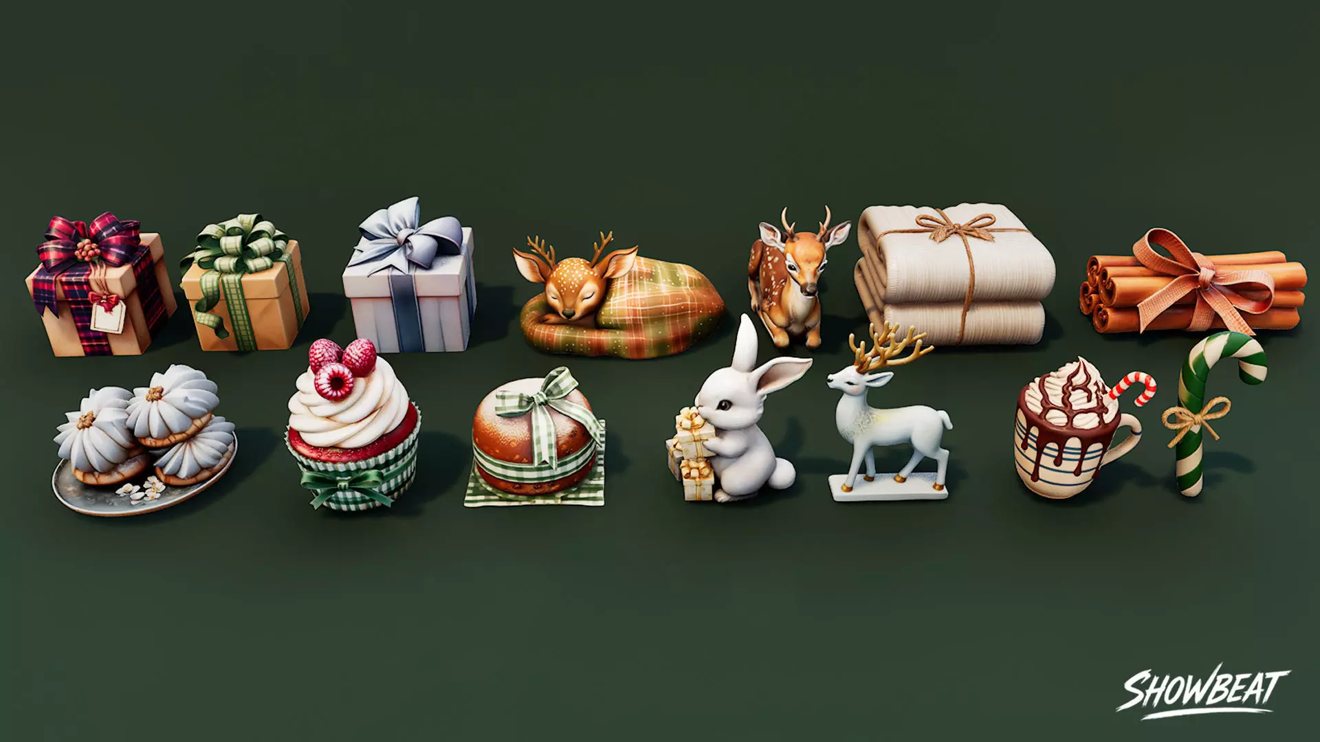 Winter Gift Pack Low-poly 3D model_1