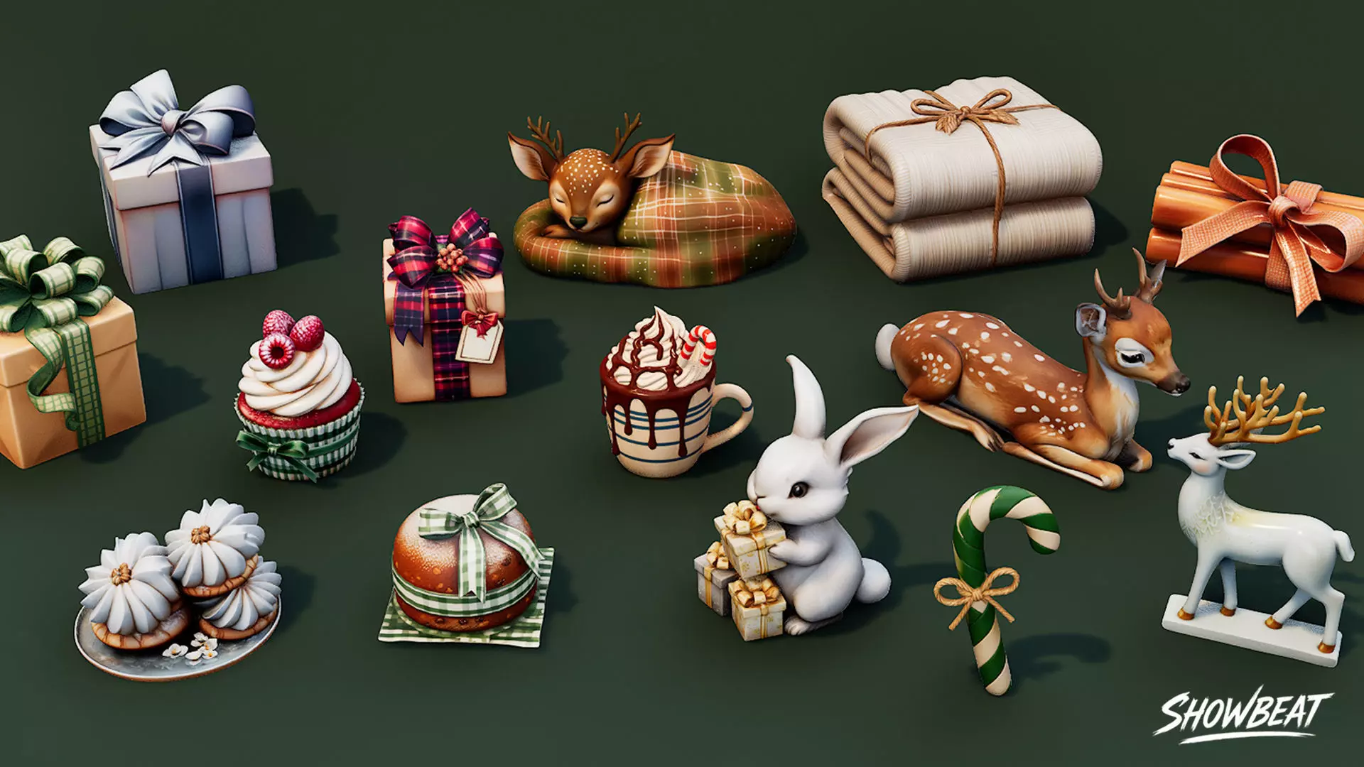 Winter Gift Pack Low-poly 3D model_2