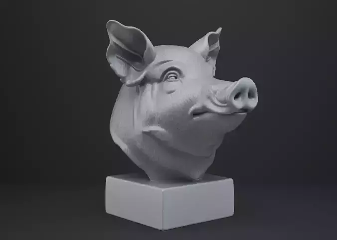 Pig Bust - Animal Figurine